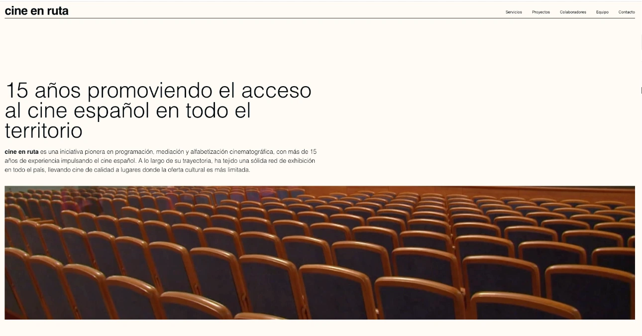 Sitio web de Cine en ruta construido por Sentelius